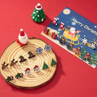 1 Set Ig Style Christmas Retro Christmas Tree Snowman Elk Plating Wood Ear Studs main image 2