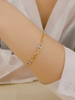 Copper Gold Plated Casual Inlay Devil's Eye Rhinestones Bracelets main image 2