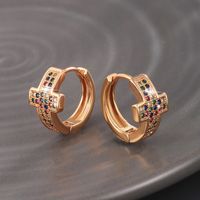 Großhandel Schmuck Xuping Einfacher Stil Klassischer Stil Kreuzen Kupferlegierung Künstliche Edelsteine 18 Karat Vergoldet Überzug Inlay Ohrringe main image 3