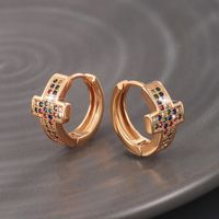 Wholesale Jewelry Xuping Simple Style Classic Style Cross Copper Alloy Artificial Gemstones 18k Gold Plated Plating Inlay Earrings main image 3