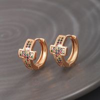 Wholesale Jewelry Xuping Simple Style Classic Style Cross Copper Alloy Artificial Gemstones 18k Gold Plated Plating Inlay Earrings main image 2