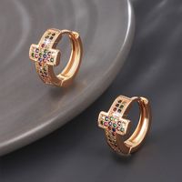 Wholesale Jewelry Xuping Simple Style Classic Style Cross Copper Alloy Artificial Gemstones 18k Gold Plated Plating Inlay Earrings main image 1