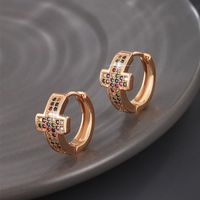 Wholesale Jewelry Xuping Simple Style Classic Style Cross Copper Alloy Artificial Gemstones 18k Gold Plated Plating Inlay Earrings main image 4