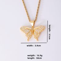 Wholesale Classic Style Streetwear Butterfly 304 Stainless Steel Copper Plating Inlay K Gold Plated Rhinestones Pendant Necklace sku image 1