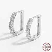 1 Pair Ig Style Elegant Geometric Inlay Sterling Silver Zircon White Gold Plated Rhodium Plated Earrings main image 3