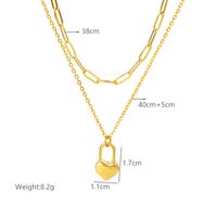 Simple Style Heart Shape Stainless Steel Chain 18k Gold Plated Double Layer Necklaces main image 8