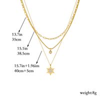 304 Stainless Steel 18K Gold Plated Elegant Lady Korean Style Layered Plating Inlay Star Rhinestones Layered Necklaces main image 3