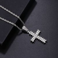 Hip-hop Rock Punk Cross Stainless Steel Alloy Plating Inlay Rhinestones White Gold Plated Men's Pendant Necklace main image 1