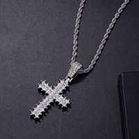 Hip-hop Rock Punk Cross Stainless Steel Alloy Plating Inlay Rhinestones White Gold Plated Men's Pendant Necklace main image 5