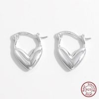 1 Par Elegante Señora Forma De U Forma De Corazón Embutido Plata Esterlina Circón Blanco Oro Plateado Rodio Plateado Pendientes main image 8