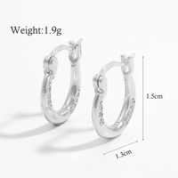 1 Paar Elegant Dame U-form Herzform Inlay Sterling Silber Zirkon Weißgold Plattiert Überzogen Mit Rhodium Ohrstecker sku image 2