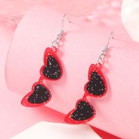 1 Pair Cute Heart Shape Arylic Drop Earrings sku image 2