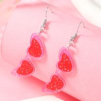 1 Pair Cute Heart Shape Arylic Drop Earrings sku image 1