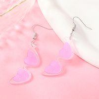 1 Pair Cute Heart Shape Arylic Drop Earrings sku image 3