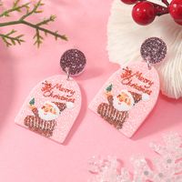 1 Pair Cute Christmas Streetwear Christmas Tree Santa Claus Painted Arylic Drop Earrings main image 10