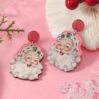 1 Pair Cute Christmas Streetwear Christmas Tree Santa Claus Painted Arylic Drop Earrings main image 4