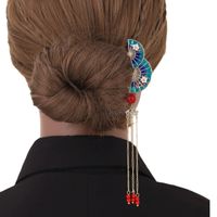 Women's Chinoiserie Simple Style Sector Alloy Beaded Tassel Insert Comb main image 3