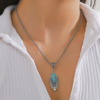 Simple Style Water Droplets Turquoise Alloy Wholesale Pendant Necklace main image 1