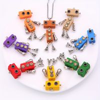 Wholesale Jewelry Modern Style Cool Style Robot 304 Stainless Steel Alloy Wood 18K Gold Plated Pendant Necklace main image 1
