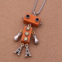 Wholesale Jewelry Modern Style Cool Style Robot 304 Stainless Steel Alloy Wood 18K Gold Plated Pendant Necklace sku image 3