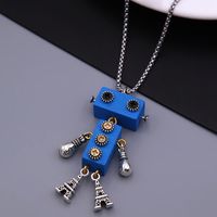 Wholesale Jewelry Modern Style Cool Style Robot 304 Stainless Steel Alloy Wood 18K Gold Plated Pendant Necklace sku image 7