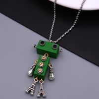 Wholesale Jewelry Modern Style Cool Style Robot 304 Stainless Steel Alloy Wood 18K Gold Plated Pendant Necklace sku image 6