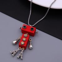 Wholesale Jewelry Modern Style Cool Style Robot 304 Stainless Steel Alloy Wood 18K Gold Plated Pendant Necklace sku image 5