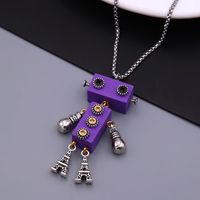 Wholesale Jewelry Modern Style Cool Style Robot 304 Stainless Steel Alloy Wood 18K Gold Plated Pendant Necklace sku image 4