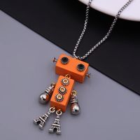 Wholesale Jewelry Modern Style Cool Style Robot 304 Stainless Steel Alloy Wood 18K Gold Plated Pendant Necklace sku image 2