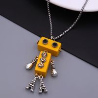 Wholesale Jewelry Modern Style Cool Style Robot 304 Stainless Steel Alloy Wood 18K Gold Plated Pendant Necklace sku image 8