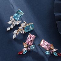 1 Pair Elegant Retro Xuping Square Plating Inlay Alloy Artificial Gemstones 18k Gold Plated Ear Studs main image 4