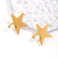 1 Pair Ig Style Simple Style Star Tassel Solid Color Plating Chain Inlay Stainless Steel Artificial Pearls 18k Gold Plated Drop Earrings main image 3