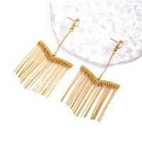 1 Pair Ig Style Simple Style Star Tassel Solid Color Plating Chain Inlay Stainless Steel Artificial Pearls 18k Gold Plated Drop Earrings main image 4