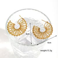 1 Pair Vintage Style Fan Heart Shape Plating Hollow Out Inlay Stainless Steel Zircon 18k Gold Plated Drop Earrings sku image 3