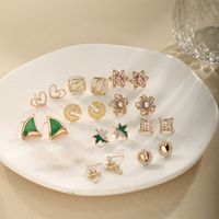 1 Pair Xuping Simple Style Classic Style Maple Leaf Heart Shape Flower Plating Inlay Copper Alloy Artificial Gemstones 14k Gold Plated 18k Gold Plated Ear Studs main image 1