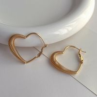 1 Piece Elegant Sweet Heart Shape Plating Copper 18k Gold Plated White Gold Plated Hoop Earrings sku image 1