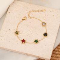 Stainless Steel Artificial Crystal 18K Gold Plated Vintage Style Plating Star Water Droplets Heart Shape Artificial Crystal Bracelets main image 8