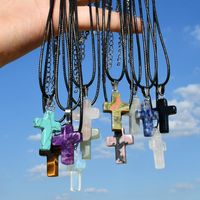 Casual Cross Silver Plated Natural Stone Wholesale Pendant Necklace main image 1