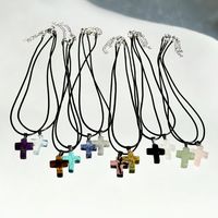 Casual Cross Silver Plated Natural Stone Wholesale Pendant Necklace main image 2