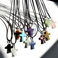 Casual Cross Silver Plated Natural Stone Wholesale Pendant Necklace main image 3