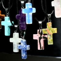 Casual Cross Silver Plated Natural Stone Wholesale Pendant Necklace main image 4