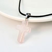 Casual Cross Silver Plated Natural Stone Wholesale Pendant Necklace sku image 1