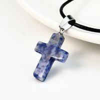 Casual Cross Silver Plated Natural Stone Wholesale Pendant Necklace sku image 7