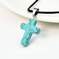 Casual Cross Silver Plated Natural Stone Wholesale Pendant Necklace sku image 9