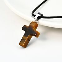 Casual Cross Silver Plated Natural Stone Wholesale Pendant Necklace sku image 10