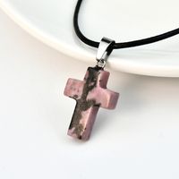 Casual Cross Silver Plated Natural Stone Wholesale Pendant Necklace sku image 11