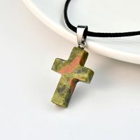 Casual Cross Silver Plated Natural Stone Wholesale Pendant Necklace sku image 12