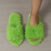 Women's Streetwear Solid Color Round Toe Open Toe Slides Slippers Plush Slippers main image 2