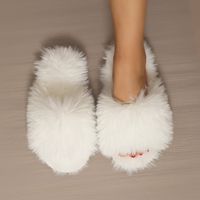 Women's Streetwear Solid Color Round Toe Open Toe Slides Slippers Plush Slippers main image 4