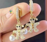 1 Pair Cute Sweet Snowman Plating Inlay Copper Zircon Drop Earrings main image 2